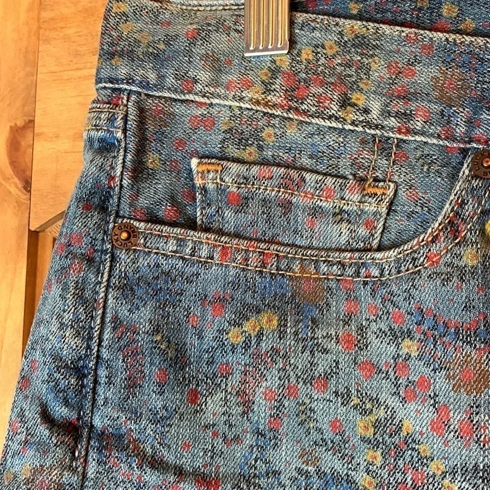 Lucky Brand Abbey Double Roll wildflower paisley print denim jean shorts Size 6